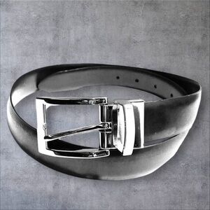 Black Dress Belt - Faux Leather - Men's Size 30 Silver Tone Buckle